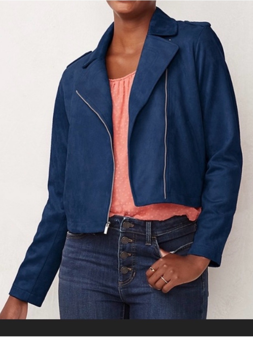 NWOT-Lauren Conrad Faux Suede Moto Jacket